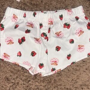 Strawberry Shortcake Print White Shorts